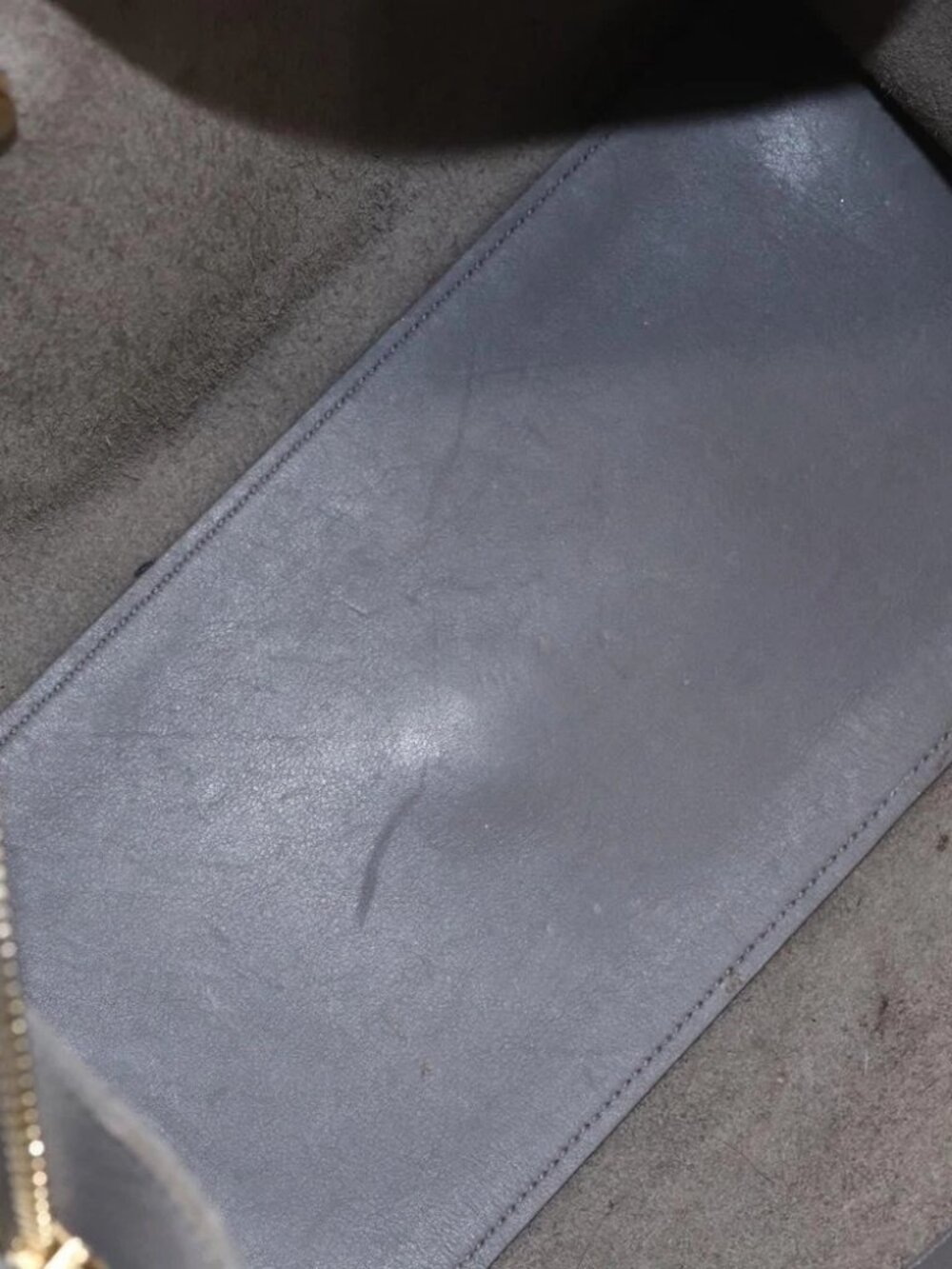 SAINT LAURENT Petit Cabas Hand Bag Leather 2way Gray Gold Auth - Picture 13 of 15